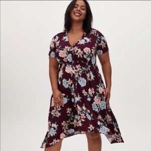 Torrid Burgundy Floral Skater Dress